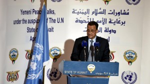 U.N. special envoy to Yemen Ismail Ould Cheikh Ahmed attends a news conference in Kuwait City