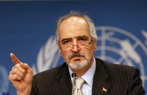 Syria's envoy to the United Nations Bashar Jaafari speaks during a news conference after the Geneva-2 peace talks in Montreux