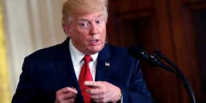 U.S. President Donald Trump holds a joint news conference with Italian Prime Minister Paolo Gentiloni at the White House in Washington