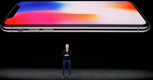Apple's Tim Cook speaks about iPhone X during a product launch event in Cupertino