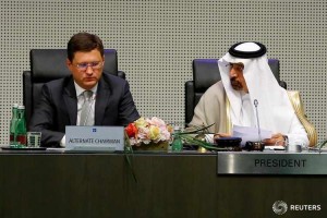 Russia's Energy Minister Novak and Saudi Arabia's Energy Minister al-Falih attend an OPEC meeting in Vienna