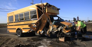 Overturned School Bus