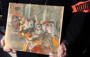The 1877 painting "Les Choristes" (The Chorus Singers) by Edgar Degas, seen in this picture provided by the French Customs on February 23, 2018, was found during a routine check on a bus at a highway rest area east of Paris