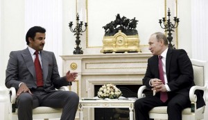 FILE PHOTO: Russia's President Vladimir Putin meets with Qatar's Emir Sheikh Tamim Bin Hamad Al-Thani in Moscow