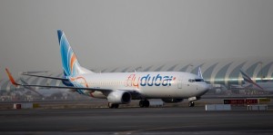 Aircraft taxiing on the runway at Dubai International Airport (DXB)