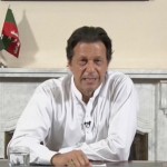 Imran Khan, chairman of PTI, gives a speech as he declares victory in the general election in Islamabad