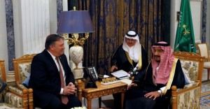 Saudi Arabia's King Salman bin Abdulaziz Al Saud meets with U.S. Secretary of State Mike Pompeo in Riyadh