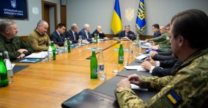 Ukrainian President Poroshenko chairs a meeting with heads of military and security forces in Kiev